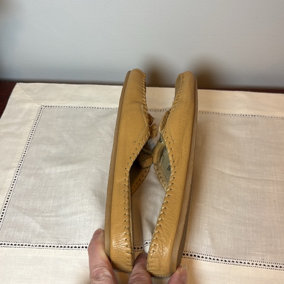 Hush Puppies Leather Fringed Mules Tan leather Slip-On Loafers open back size 7 - Picture 5 of 11